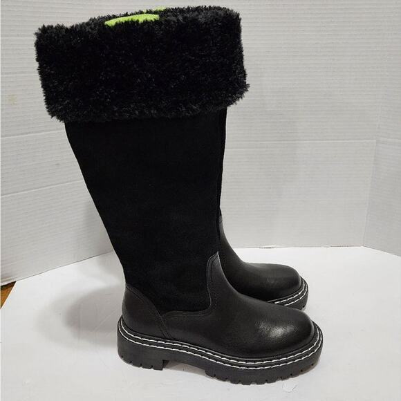 Splendid Antonia Sherpa trimmed black suede and leather boots Women's size 7 new - Picture 5 of 12